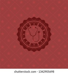 stethoscope icon inside red icon or emblem