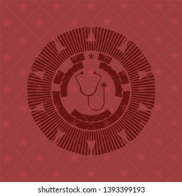 stethoscope icon inside red icon or emblem