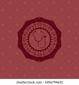 stethoscope icon inside red icon or emblem