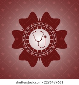 Stethoskop-Symbol in rotem Symbol oder Emblem. 