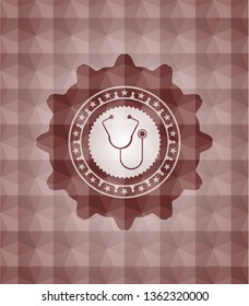 stethoscope icon inside red geometric emblem. Seamless.