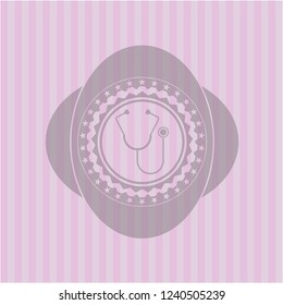stethoscope icon inside retro style pink emblem