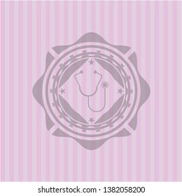 stethoscope icon inside retro style pink emblem