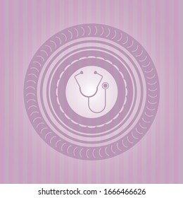 stethoscope icon inside retro style pink emblem