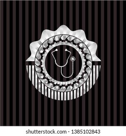 stethoscope icon inside silver badge