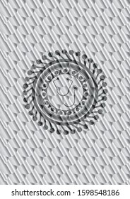 stethoscope icon inside silver color badge. Scales pattern. Vector Illustration. Detailed.