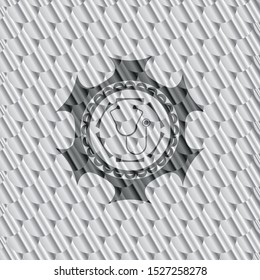 stethoscope icon inside silver shiny emblem. Scales pattern. Vector Illustration. Detailed.