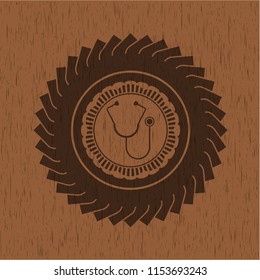 stethoscope icon inside wood signboards