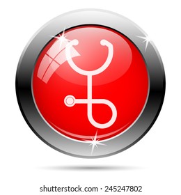 Stethoscope icon. Internet button on white background. 