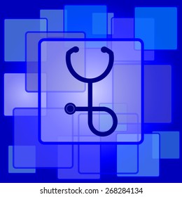 Stethoscope icon. Internet button on abstract background. 