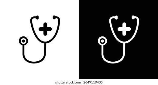 Stethoscope icon Isolated flat vector in outline