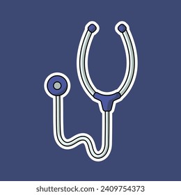 stethoscope icon isolated vector illustration on blue transparent background