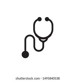 stethoscope icon isolated of white background, flat stethoscope icon, vector illustration, stethoscope icon vector, solid logo illustration, pictogram isolated on white, stethoscope best icon design
