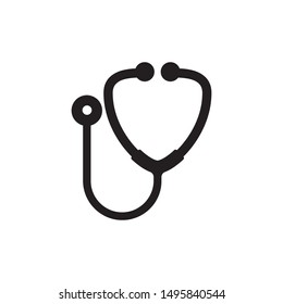 stethoscope icon isolated of white background, flat stethoscope icon, vector illustration, stethoscope icon vector, solid logo illustration, pictogram isolated on white, stethoscope best icon design