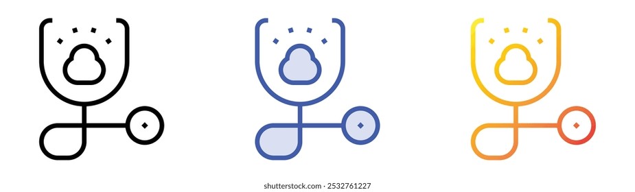 Stethoskop-Symbol Lineares, blaues Füllungs- und Farbverlauf-Design einzeln auf weißem Hintergrund