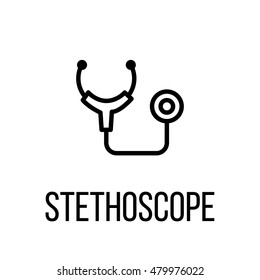 Stethoscope icon or logo in modern line style. High quality black outline pictogram for web site design and mobile apps. Vector illustration on a white background. 
