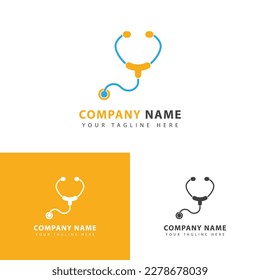 Stethoscope icon logo vector design template, colorful pictogram. Doctor tool