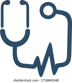 Stethoscope icon. Measuring heartbeat, pulse sign. Medical equipment. Creative flat design for health care concept.