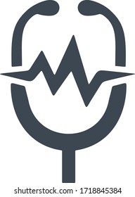 Stethoskop-Symbol. Messung von Herzschlag, Pulszeichen. Medizinische Ausrüstung. Kreatives flaches Design für das Gesundheitskonzept.
