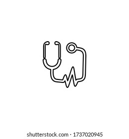 Stethoscope icon. Measuring heartbeat, pulse sign. Medical equipment. Creative line design for health care concept.