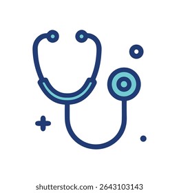 Stethoscope icon in medical blue hues. Icon symbol illustration