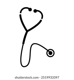 Stethoscope icon, medical equipment, clinics and hospitals. Symbol of pulse detection device. Vector illustration.