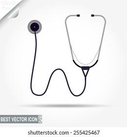 Stethoscope icon, Medical Flat icon. Vector Pictogram, Stethoscope black color image, Stethoscope flat style image, Stethoscope web icon, Stethoscope concept for design,  Stethoscope illustration
