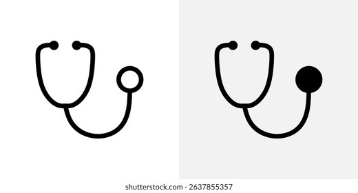 Stethoscope icon. Medical instrument for listening to heartbeat and lungs sign. Healthcare, diagnosis, and treatment tool symbol. Doctor equipment pictogram. Hospital illustration.