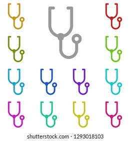 Stethoscope icon in multi color. Simple glyph, flat vector of Medicine icons for UI and UX, website or mobile application