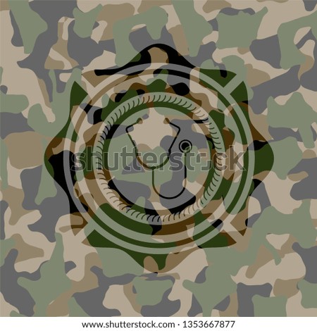 stethoscope icon on camo texture