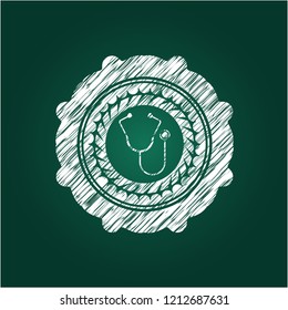 stethoscope icon on chalkboard