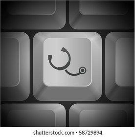 Stethoscope Icon on Computer Keyboard Original Illustration