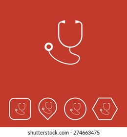 Stethoscope Icon on Flat UI Colors with Different Shapes. Eps-10.