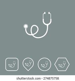 Stethoscope Icon on Flat UI Colors with Different Shapes. Eps-10.