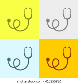 Stethoscope Icon on Four Different Backgrounds. Eps-10.