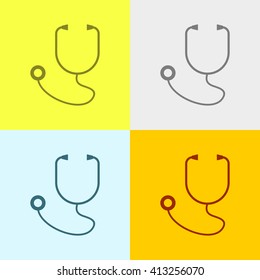 Stethoscope Icon on Four Different Backgrounds. Eps-10.