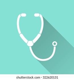 Stethoscope  icon on green background. Vector illustration.