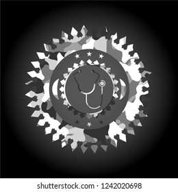 stethoscope icon on grey camo texture