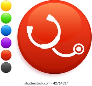 stethoscope icon on round internet button original vector illustration 6 color versions included