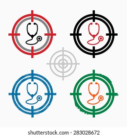 Stethoscope  icon on target icons background. Crosshair icon. Vector illustration.