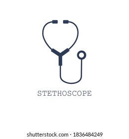 Stethoscope icon on white background. Symbol medicine. Vector illustration in flat cartoon design.