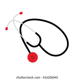 Stethoscope Icon on white background. Health care, flat design, vector.