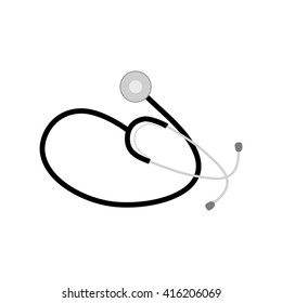 Stethoscope Icon on white background. Health care, flat design, vector.