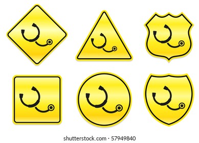 Stethoscope Icon on Yellow Designs Original Illustration