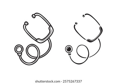 stethoscope icon outline and silhouette style