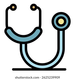 Stethoscope icon. Outline stethoscope vector icon color flat isolated