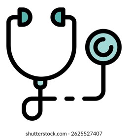 Stethoscope icon. Outline stethoscope vector icon color flat isolated