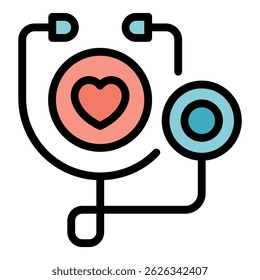 Stethoscope icon. Outline stethoscope vector icon color flat isolated
