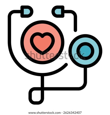 Stethoscope icon. Outline stethoscope vector icon color flat isolated