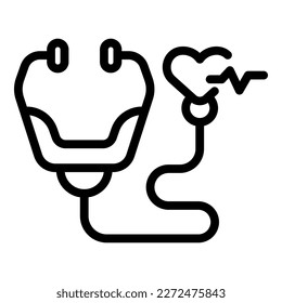 Stethoskop-Symbol-Umrissvektor. Herzchirurg. Arzt